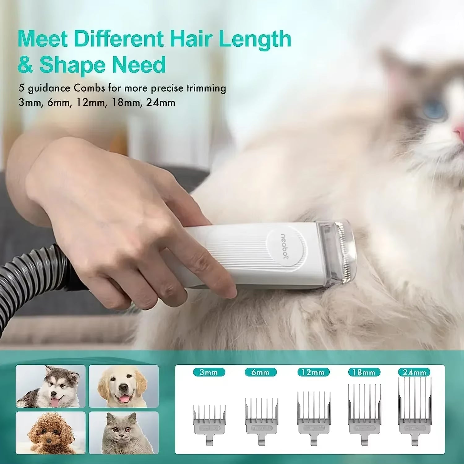 Neakasa P1 Pro Professional Pet Grooming Kit with 99% Vacuum Suction and 5 Essential Grooming Tools