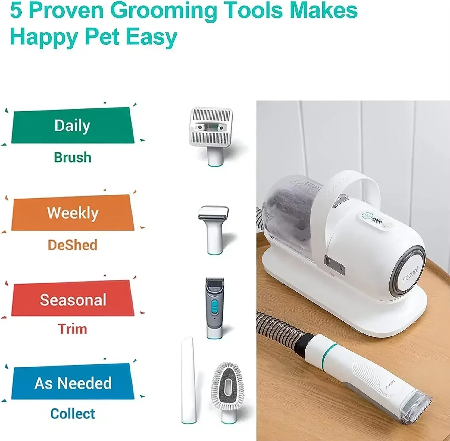 Neakasa P1 Pro Professional Pet Grooming Kit with 99% Vacuum Suction and 5 Essential Grooming Tools