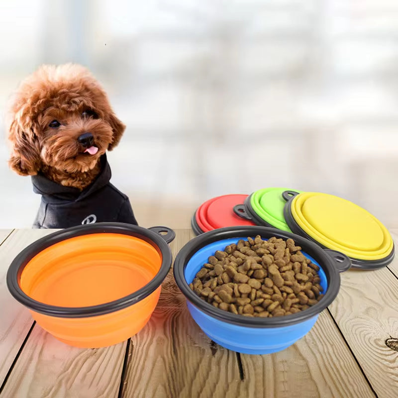 Large Collapsible Silicone Dog Bowl - 350/1000ml Portable Feeding Container for Outdoor Travel