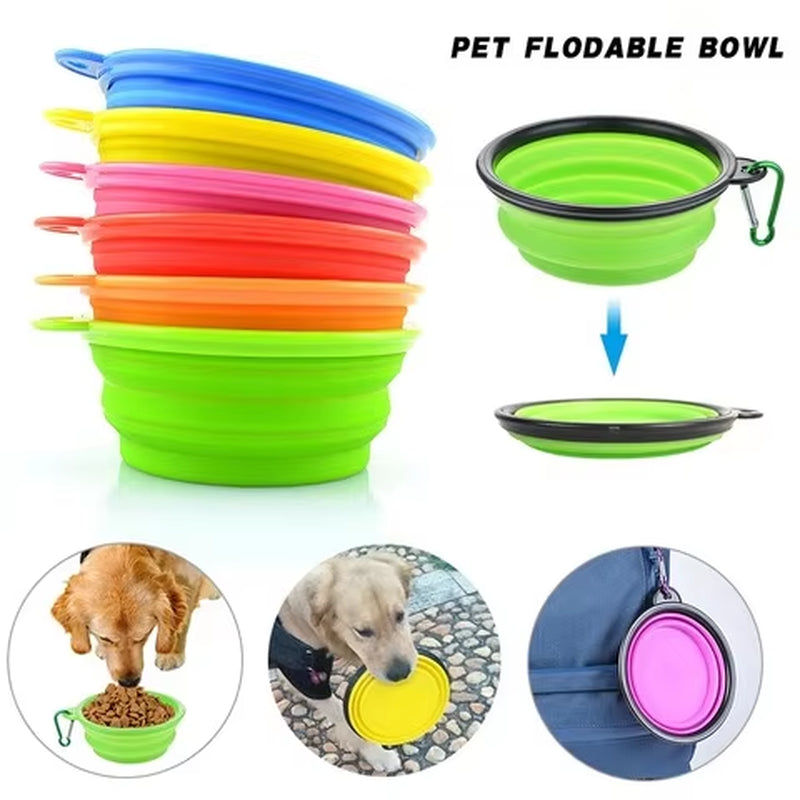 Large Collapsible Silicone Dog Bowl - 350/1000ml Portable Feeding Container for Outdoor Travel