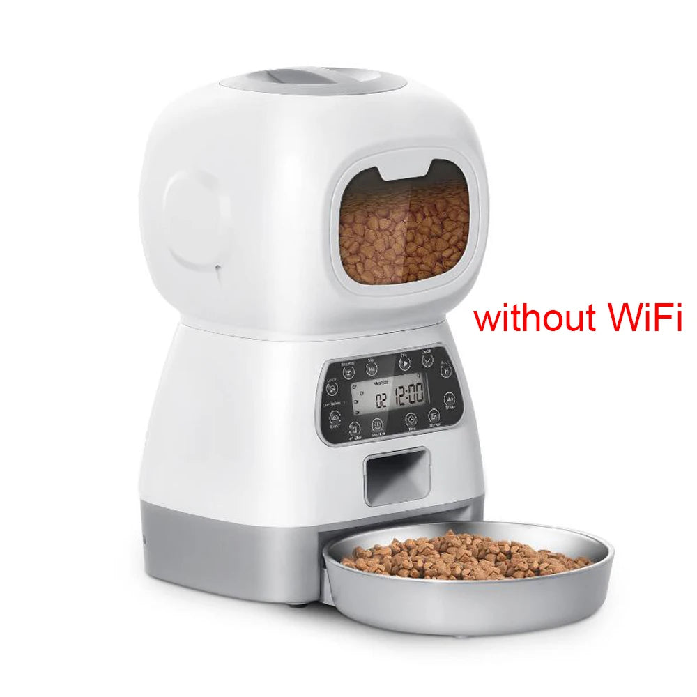 3.5L WiFi-Enabled Automatic Pet Feeder with Voice Recorder for Cats and Dogs - Smart Swirl Slow Feeder with Large Capacity and Timed Dispensing