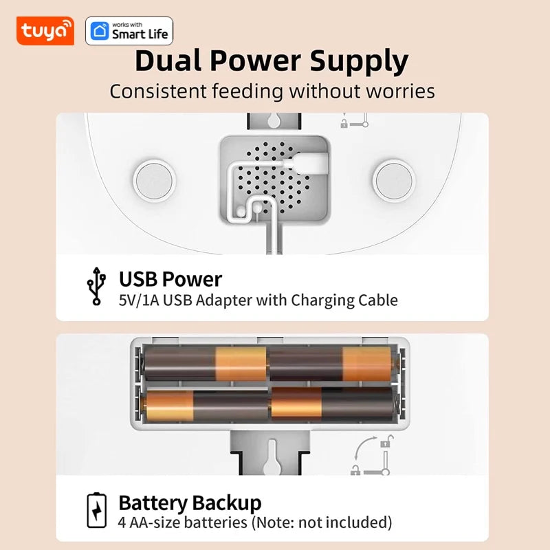 WiFi-Enabled Automatic Cat Feeder for Two Cats, 4L Food Dispenser with App Control, Dual Stainless Steel Bowls, and Low Food Alerts