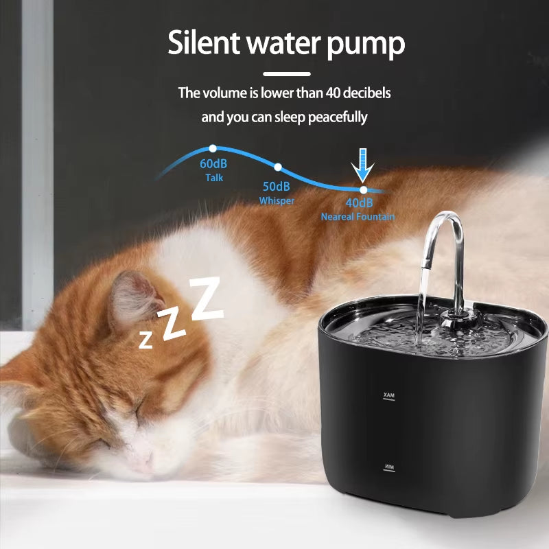 Automatic Cat Water Fountain with Stainless Steel Faucet and Silent Pump - Pet Water Dispenser for Cats and Dogs