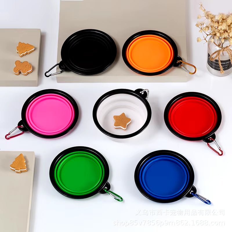 Large Collapsible Silicone Dog Bowl - 350/1000ml Portable Feeding Container for Outdoor Travel